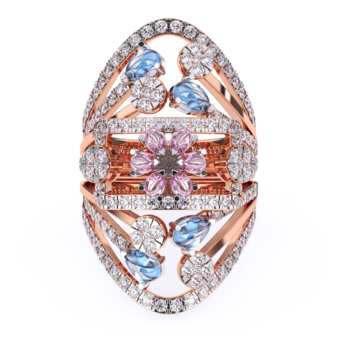 Glamorous Multi Stone Cluster Diamond Ring